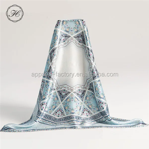 Designer Custom Printed 100% Pure Natural Digital Print Silk Twill Designer Square 100% Silk Scarf
