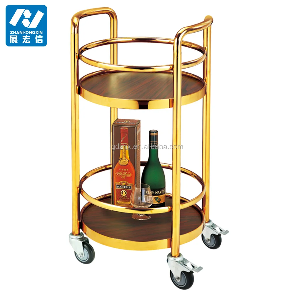 Hotel Golden beverage Serving Cart Wine Rolling Trolley