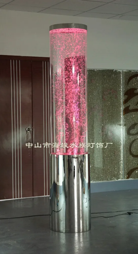 Round Floor Standing Columns with Water Bubble RGB color changing Wedding Party For decoration