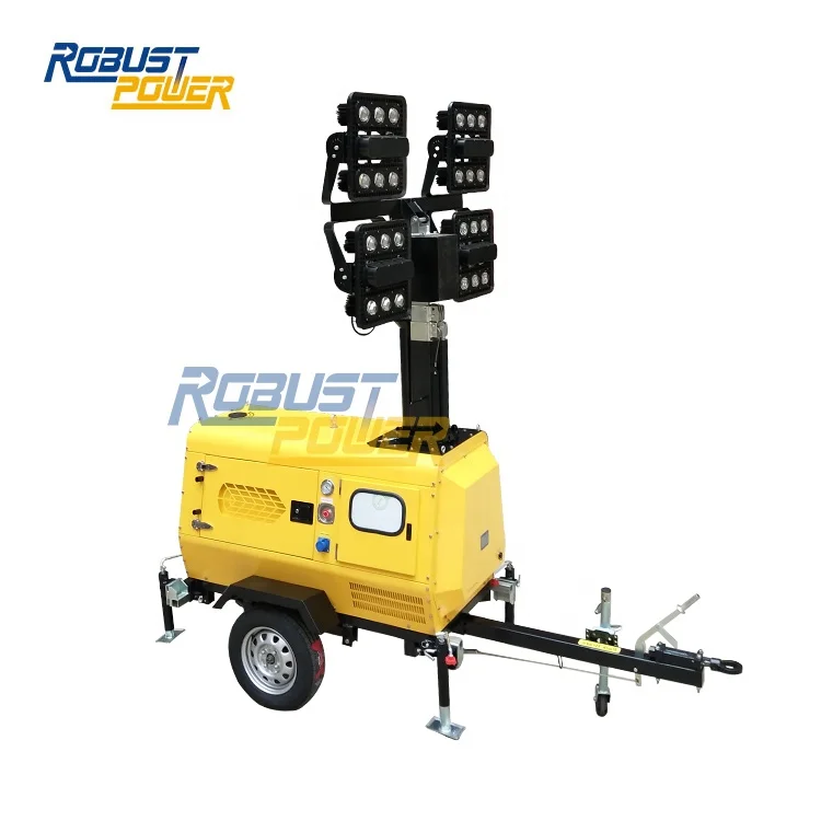 8M Mobile Hydraulic Diesel Lighting Tower 8kw Diesel Generator Led Light Tower