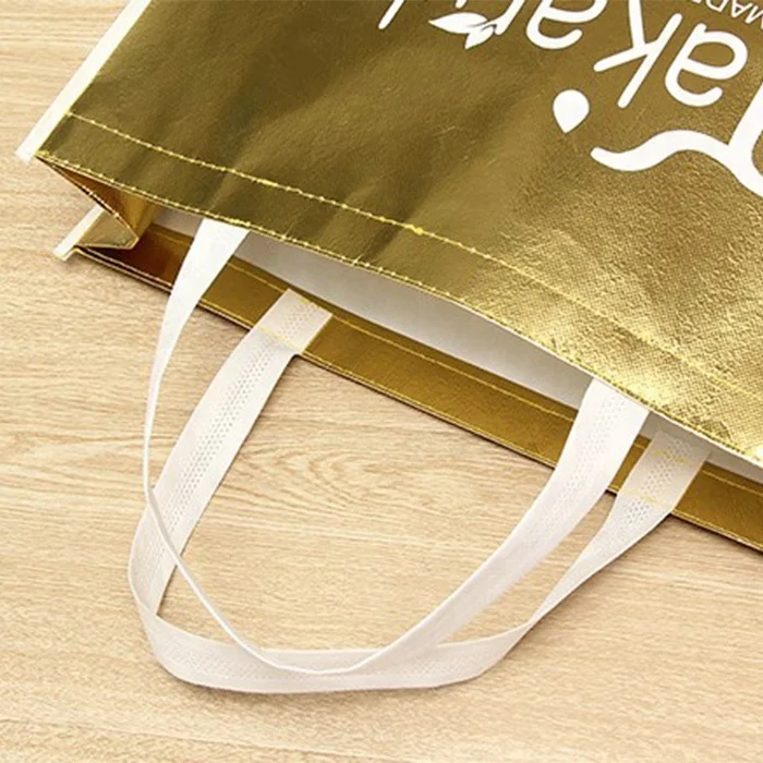 Personalized gold metallic hologram shopping non woven bag