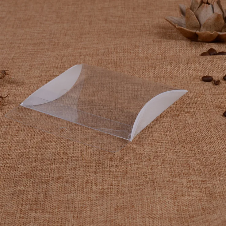 Custom logo Cheap transparent small Clear PVC Plastic Pillow shape jewelry gift Packaging candy Box case for watch