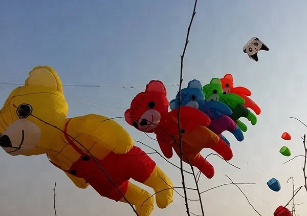China 5 sqm bear inflatable nylon fabric kite for sale