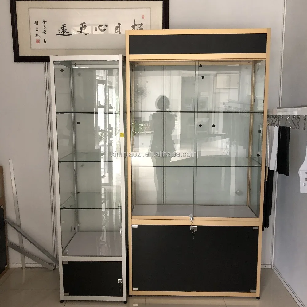 Glass Aluminum Display Cabinet With Storage,Aluminum Showcase,Potable Glass Showcase