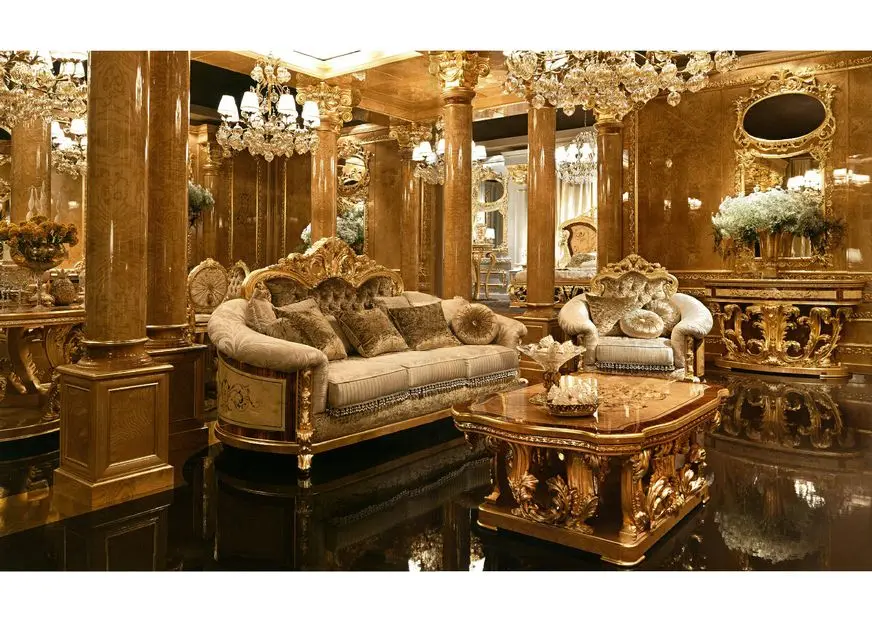 Bisini European Luxury Palace Handcarved Wooden Dining Room Set, Palace Dining Room Dining Table Furniture BF05-0322