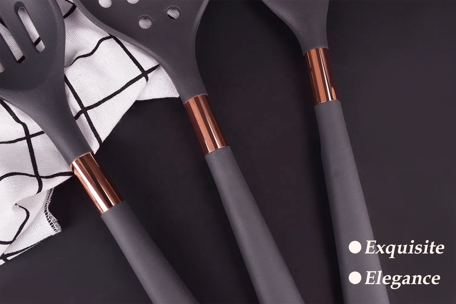 
10 Pieces Premium Silicone Kitchen Utensil Elegant Stainless Steel Cookware Sets 