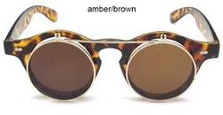 CC8008 Unisex Classic Vintage Circle Round Sunglasses Flip up Steampunk Glasses Double Layers Shades Fashion Sunglasses UV400 PC