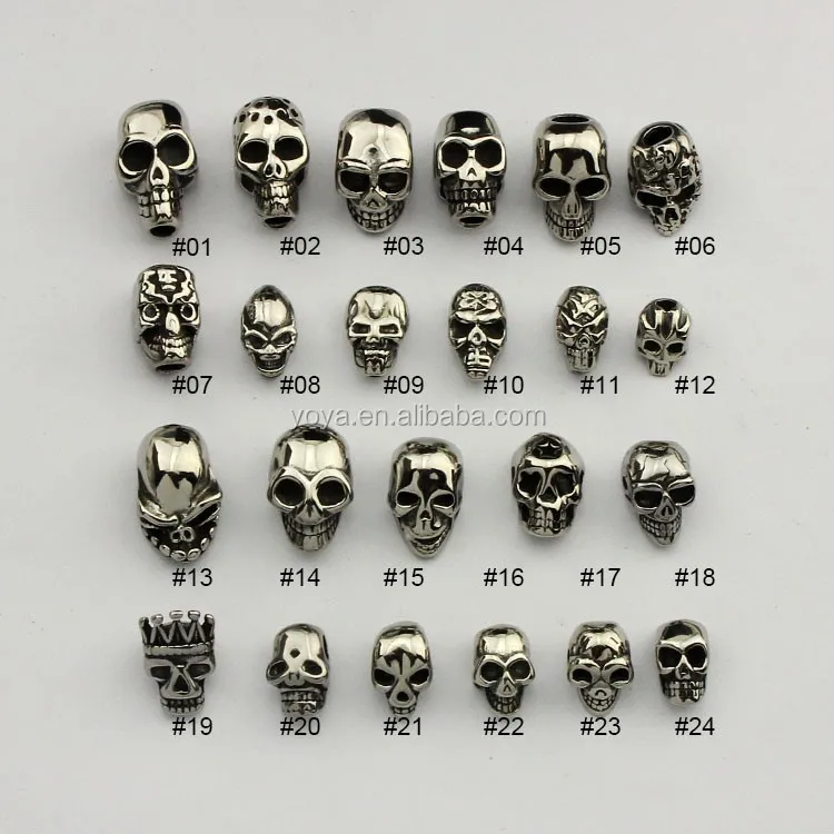 S940 Wholesale stainless steel skull beads for bracelet jewelry making, metal skull head beads
