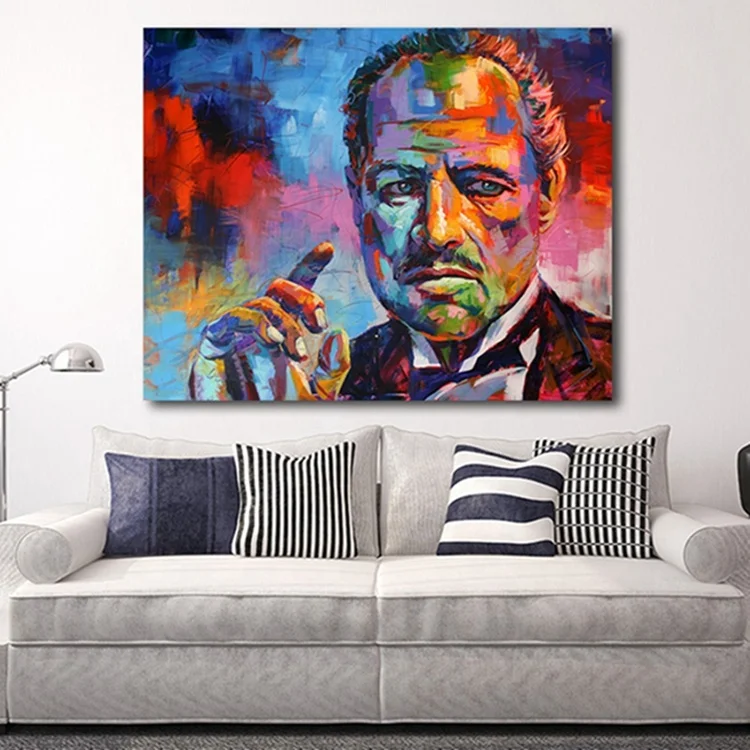 
Modern Newest Human Fave Oil Painting Knife Pop Art Canvas Abstract Portrait Wall Canvas 