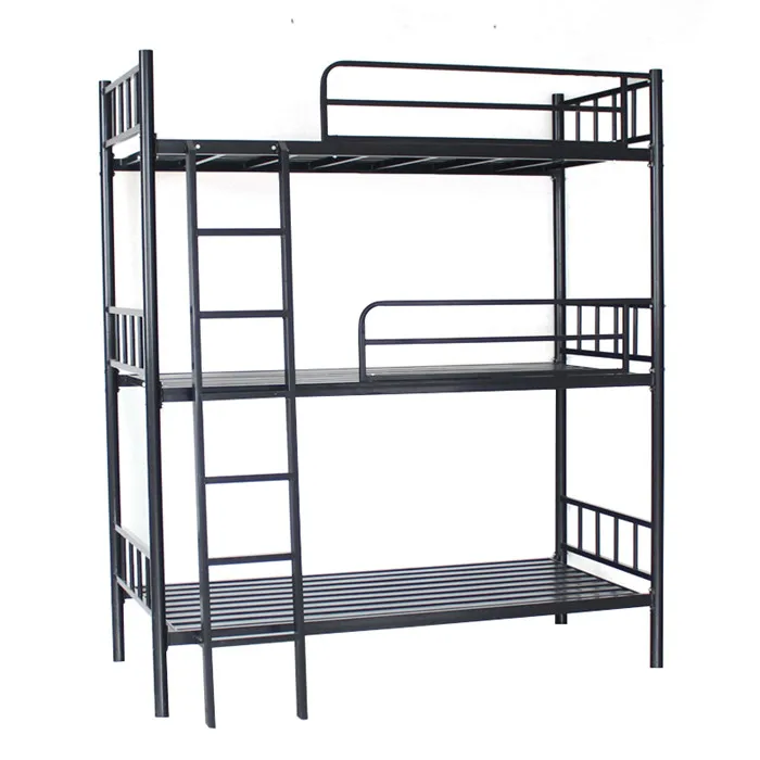 Custom made home dormitory three person used metal 3 tier bunk bed