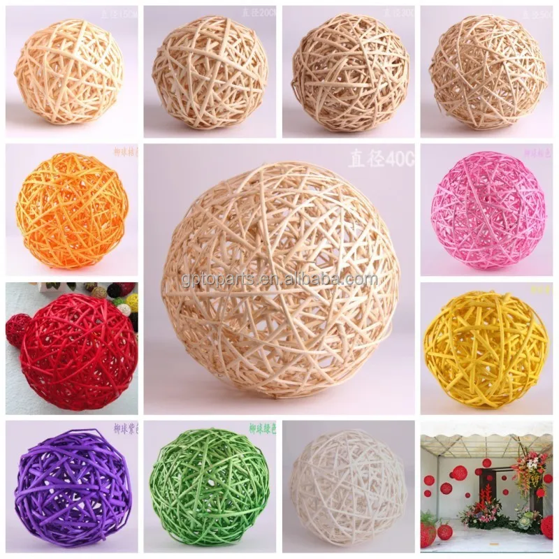Hot sale Chinese handmade real rattan ball,wicker ball wooden craft ,christmas decoration