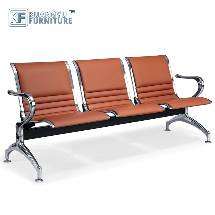 High quality 4-seat airport steel waiting chair with cushions