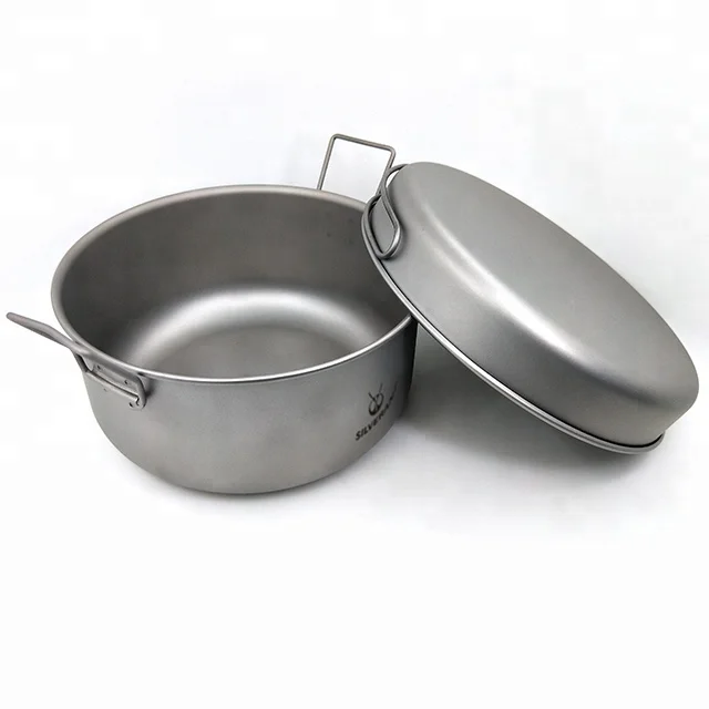 Two pieces of outdoor survival tableware, pure titanium pot