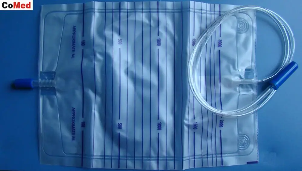 Disposable medical 2000cc urine bag with belt