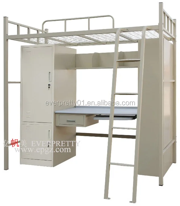 Dormitory Furniture Loft Bunk Bed with Desk For Sale