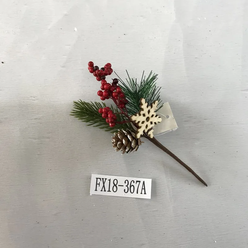 artificial Christmas berry picks with pine cone