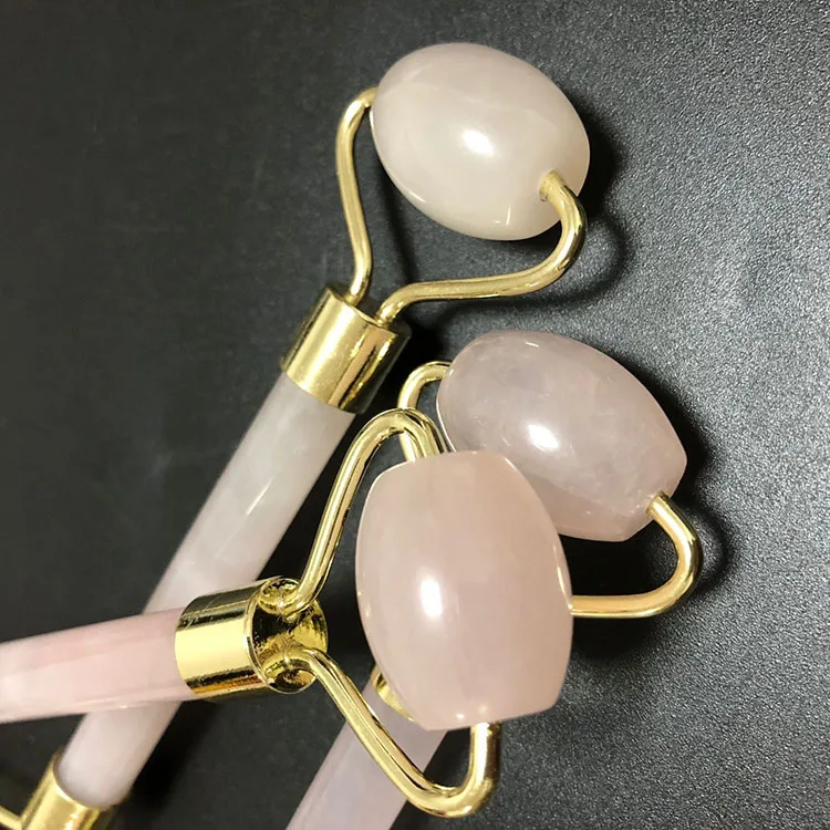 Certified 100% Natrual Rose Quartz Pink Jade Roller For Facial Massage, Pouch and Foam Packed