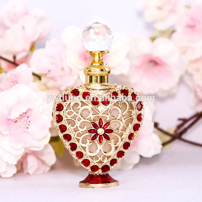 10ml Antiqued Metal Perfume Bottle Copper Cap Stainless Bar Heart Shape Glass Essential 0il Refillable Bottle#81046/81047