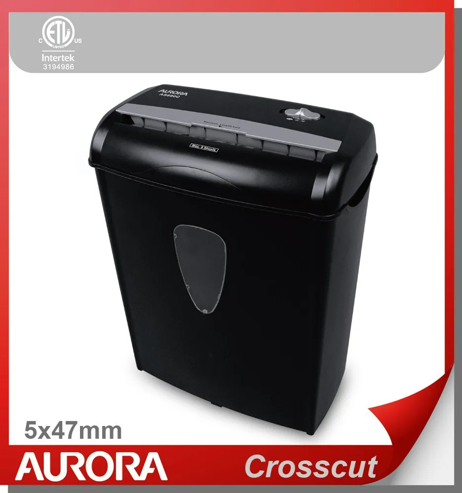
Aurora AS890C Plastic Paper Shredder,8 sheet (A4) cross cut 5x47mm, Light Duty Shreding Office equipment for Home & Office 