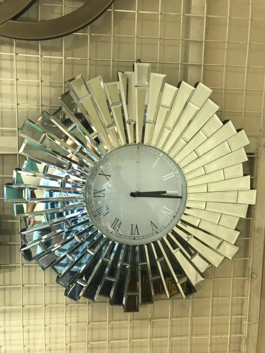 Mirrored clock decorative clock  with crushed crystal crushed diamond