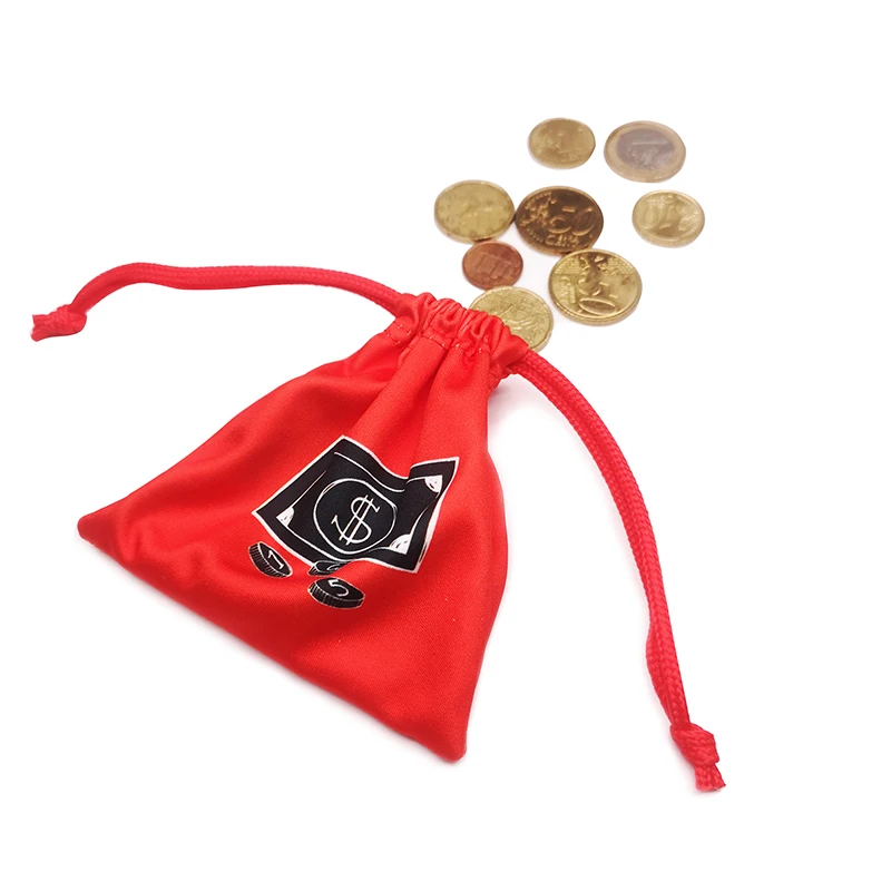 Custom logo printed coin bag sack with drawstring
