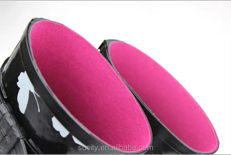 butterfly wedge heel womens rubber rain boots with strap