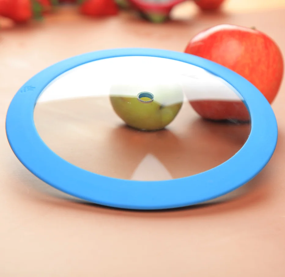 Silicone rim tempered glass lid for cooking pot cookware square silicone lids