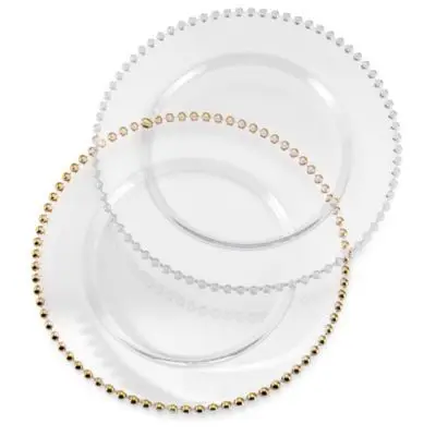 high quality gold leaf charger plates silver leaf charger plates 13inch round for wedding and party