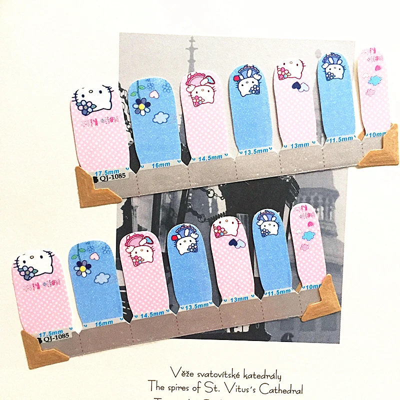 Blue Pink hellow cat child Nail Arts Nail Sticker Waterproof Nail Decal Sticker Gel Polish French