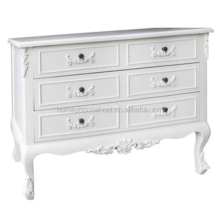 
Cupboard Chest of Drawers White 6 Drawers Shabby Chic Vintage Bedroom 