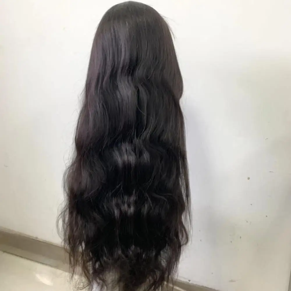13X6 Lace Front Wig With Baby Hair Virgin Indian Hair Body Wave  Natural Black