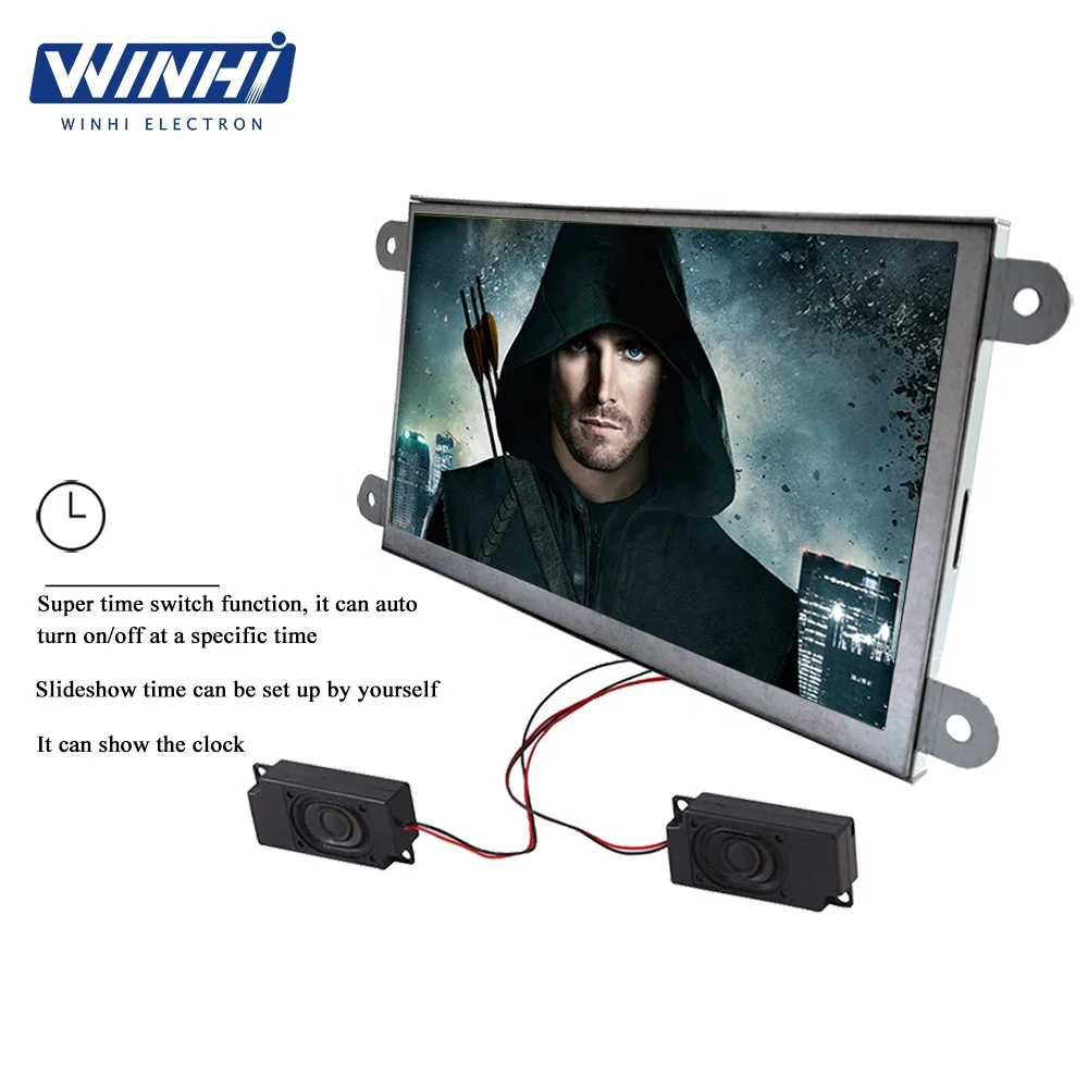 Metal shell memory card open frame lcd display advertising monitor screen battery powered digital displays 7inch lcd panel