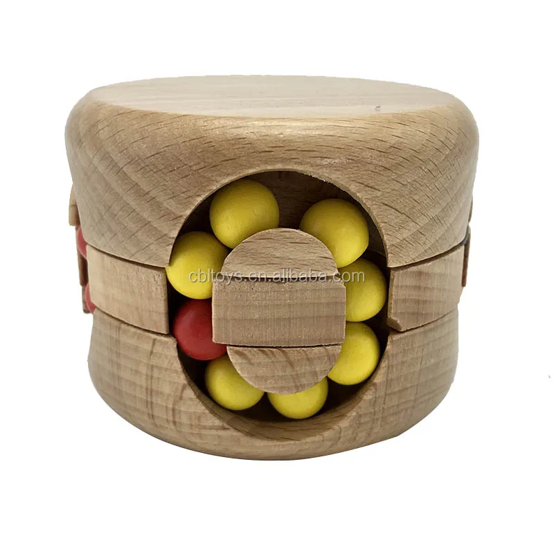 wholesale best price 3D brain teaser funny cube iq toy wooden puzzle with beads CBL4007