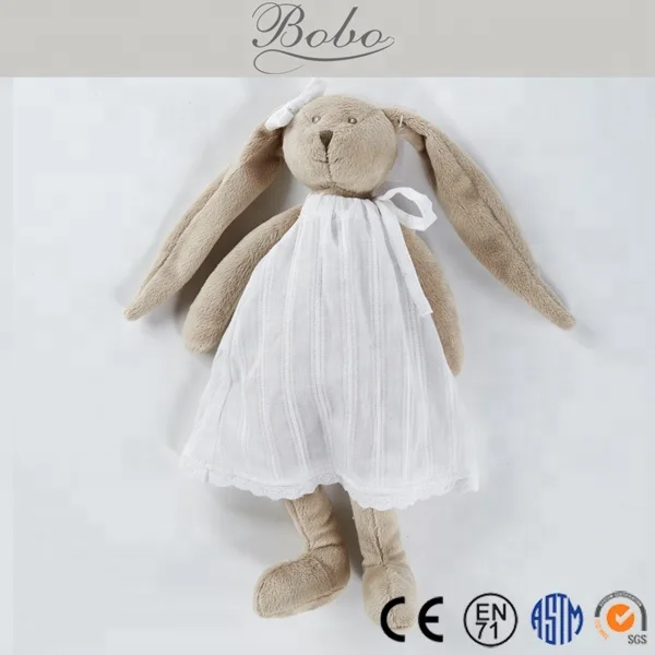 OEM ODM Custom Easter stuffed bunny rabbit soft toys with linen cloth body plush toy