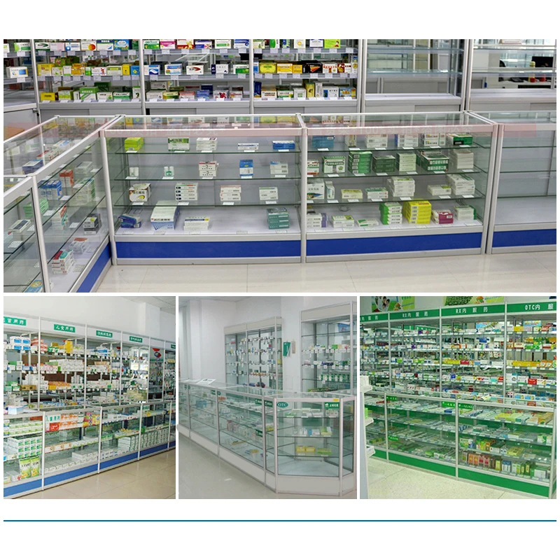 pharmacy display counter showcase/pharmacy green cross led display