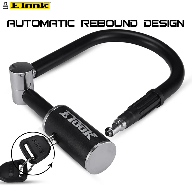 13 mm Anti-theft Single Side Lock Bicycle Lock U Lock with Holder,2 Keys