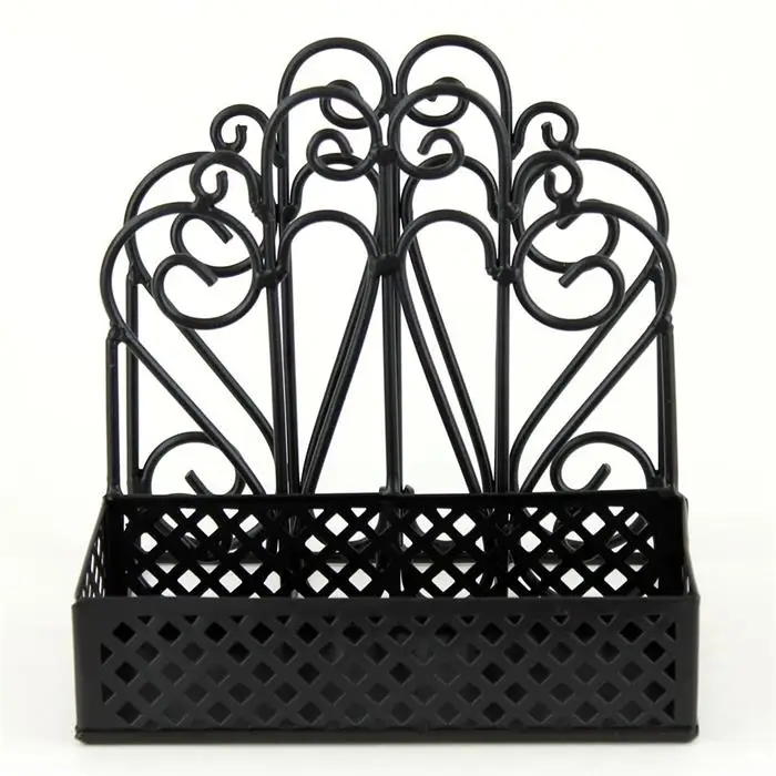 Black Wire Metal Salt and Pepper Organizer Rack Metal Table Caddy Salt Pepper Napkin Holder for Kitchen Table