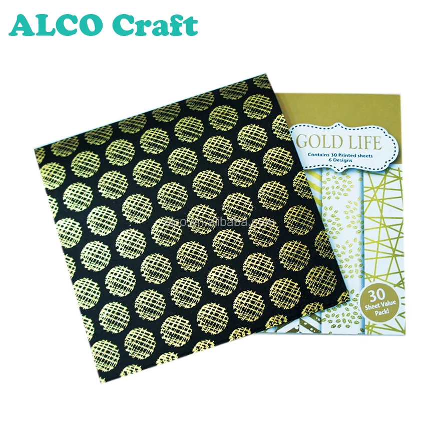 30 sheets gold foil woodfree scrapbook design paper pad custom printing