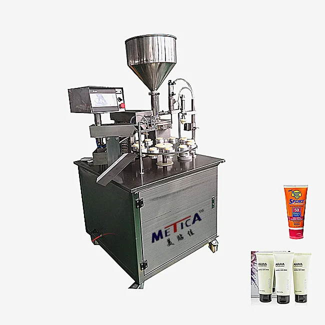 PLC control semi-auto ultrasonic cosmetic soft tube filling sealing cutting machine