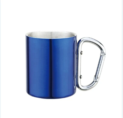 350ml Stainless Steel Travel Coffee Mug Camping Cup with carabiner hook Custom stainless steel carabiner Mug