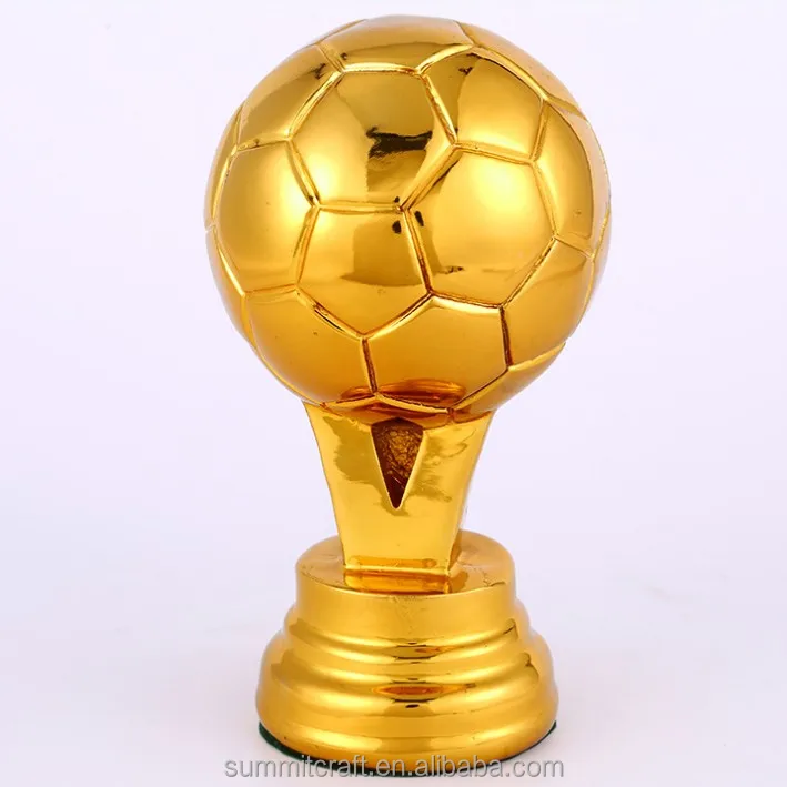 Electroplated gold plated soccer award statue football trophy