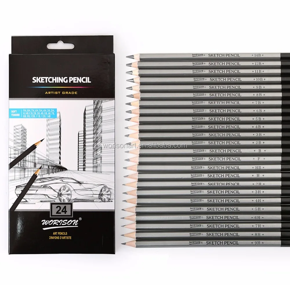 Набор художественных карандашей для рисования и эскизов, 12 шт., 9H 14B, мягкие безопасные нетоксичные стандартные карандаши, профессиональные художественные принадлежности, школьный карандаш (60709968307)