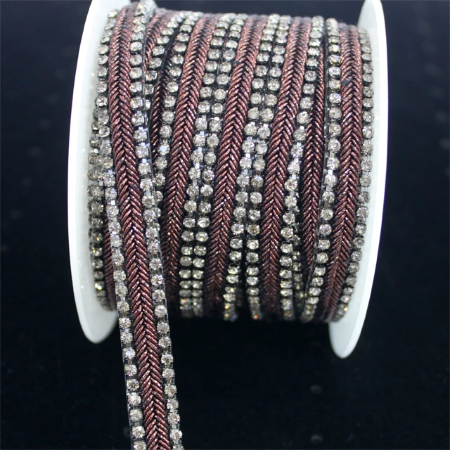 Cheap fashion shoe decoration crystal rhinestone chain  rhinestone hotfix trim for garment and bag