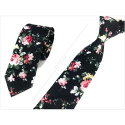 Мужская хлопковая футболка с цветочным принтом Цветочный Тонкий Узкие галстуки для мужчин