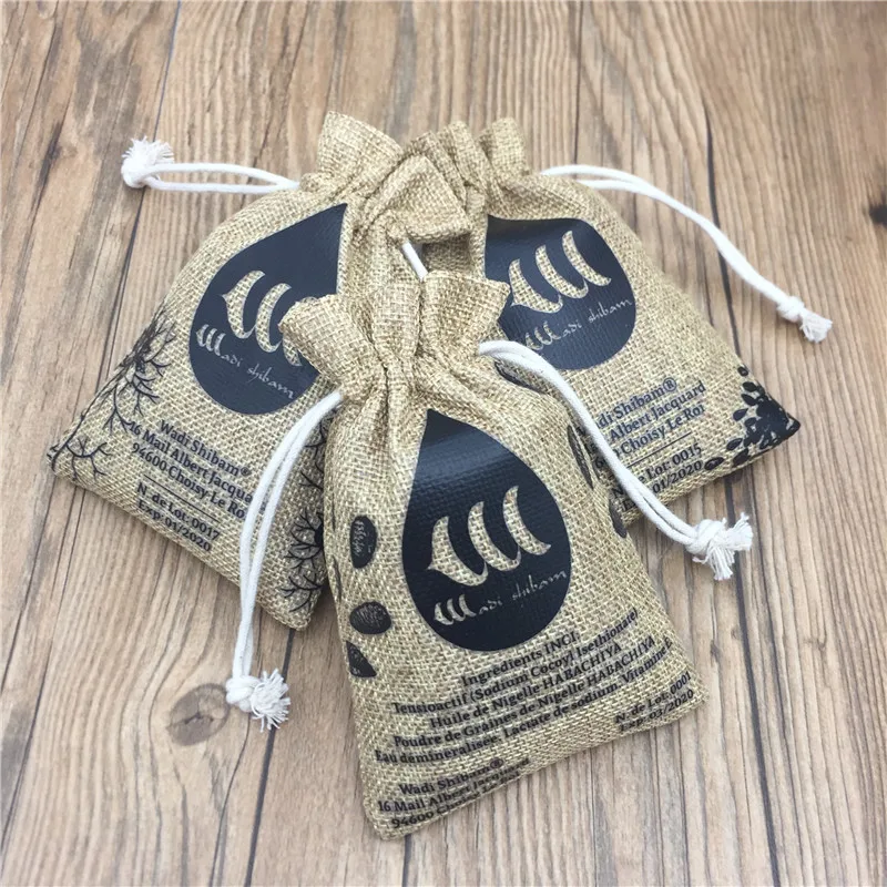 Customized logo PVC window small jute bag for black seeds