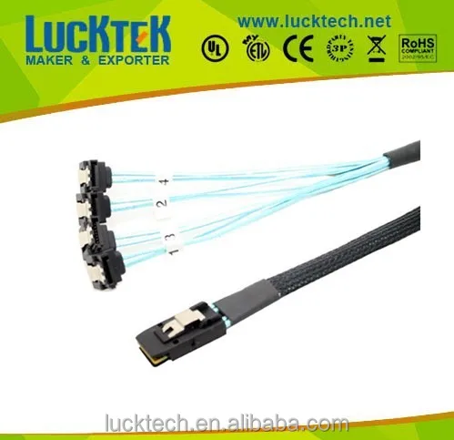 Mini sas 36pin (SFF-8087), чтобы 4X SATA Угловой кабель, mini sas SATA Угловой кабель 0.5 м