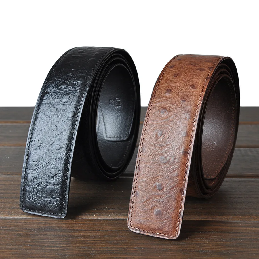 wholesale 3.8cm width ostrich style 100% italian genuine cow leather western buckle belts strap
