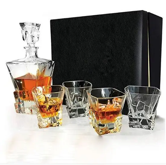 
Lead-Free Whiskey Glass Set China Factory Best Selling Glass Whiskey Decanter Set 