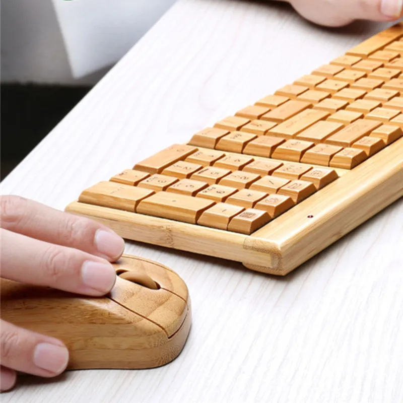 2018 Новая беспроводная клавиатура и мышь из натурального бамбука 2,4 ГГц