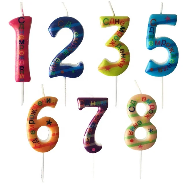 Fashion wholesale russian market happy birthday party candles cake number